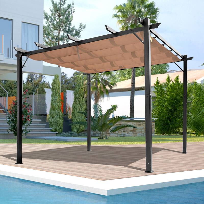 Outsunny Outdoor Pergola Aluminum Gazebo - Black