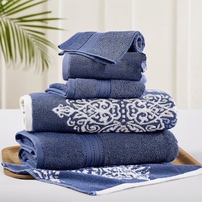 Modern Threads Artesia Damask 6 Piece Yarn Dyed Jacquard Towel Set
