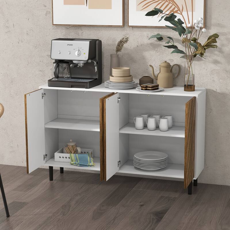 Modern Sideboard Buffet with Adjustable Shelves and Chevron Doors