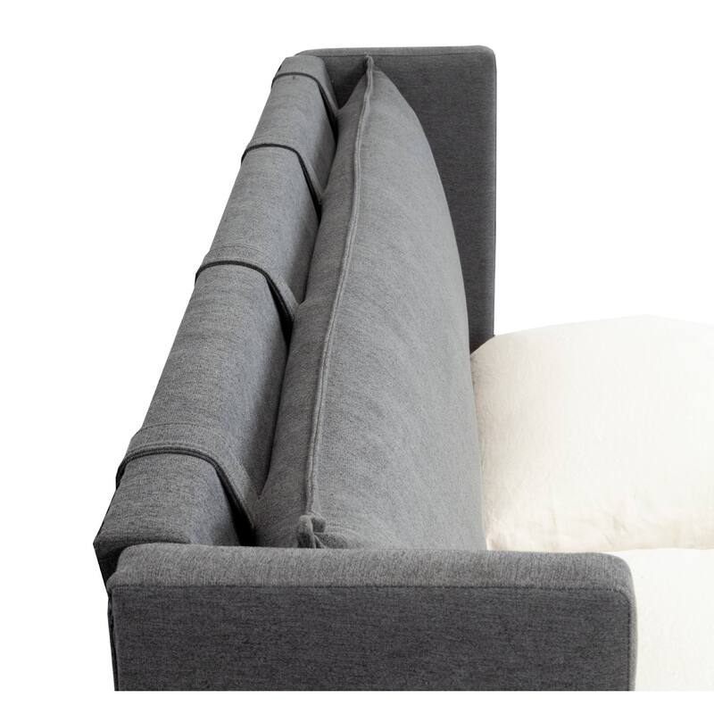 Republic Design House Pillowed Headboard Upholstered 3 Drawer Storage Bed, Grey Polyester