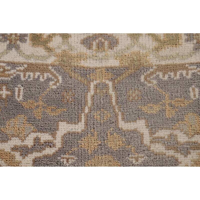 Gray Oushak Indian Runner Rug Handmade Wool Carpet - 2'7"x 11'7"