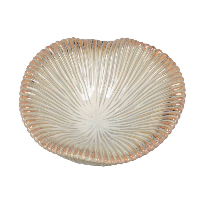 Ceramic Bowl Chiseled Textured Design Decorative Home Accent