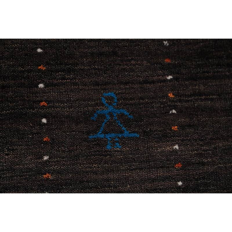 Dark Brown Gabbeh Oriental Area Rug Hand-Knotted Wool Carpet - 7'11" x 9'10"