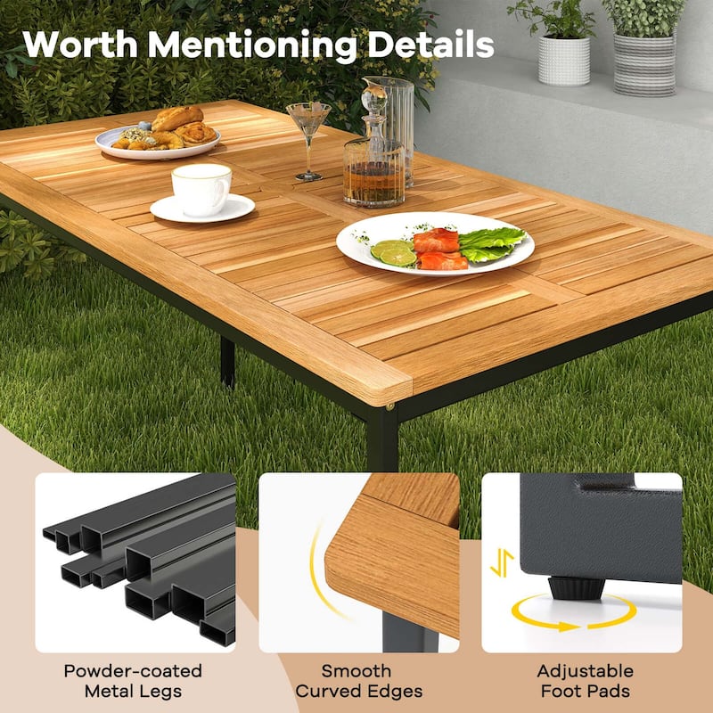 Costway 6 PCS Outdoor Acacia Wood Dining Set with Bench and 2" - See Details