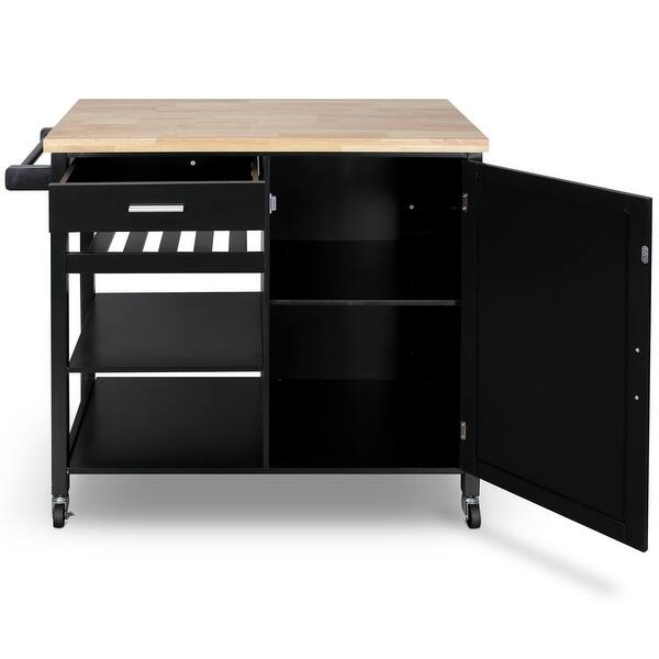 Shop Belleze Wood Top Multi Storage Cabinet Rolling Kitchen Island