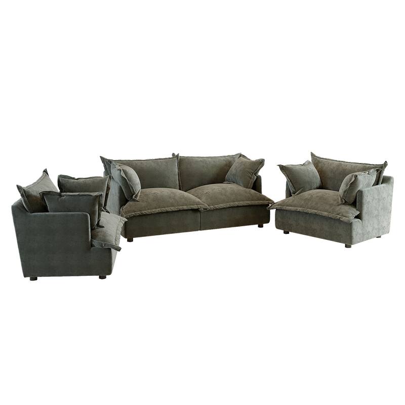 Comfy Cloud Oversized Chenille Modular Sectional Sofa Armchair Set