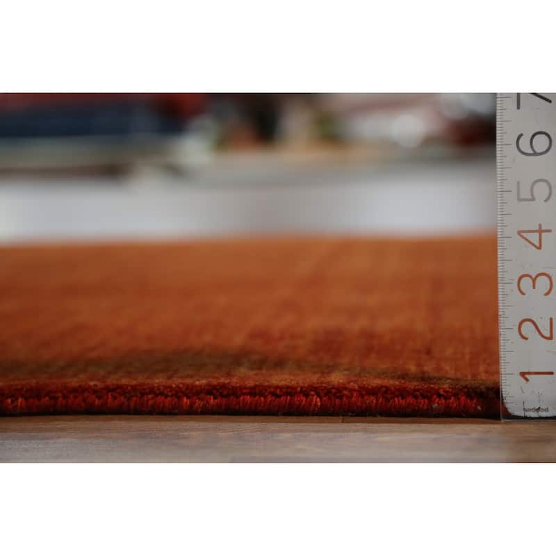 Orange Tribal Gabbeh Indian Rug Handmade Wool Carpet - 4'0" x 5'10"