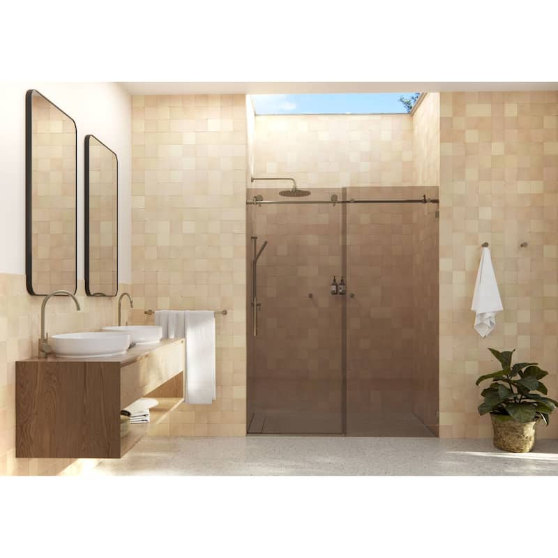 Glass Warehouse BTSLD-60 Equinox 78" High x 60" Wide Sliding Frameless - Brushed Bronze