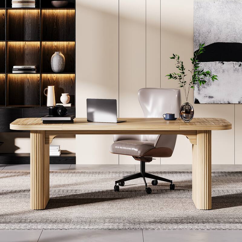 Large Wood Executive Desk, Modern Computer Desk, Home Office Workstation Boss Desk