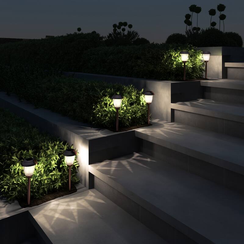 Pure Garden Solar Outdoor Path Lights - Set of 8 Rechargeable Lights - N/A