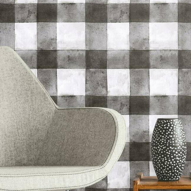 RoomMates Buffalo Plaid Peel and Stick Wallpaper Black Bed Bath & Beyond 33986658