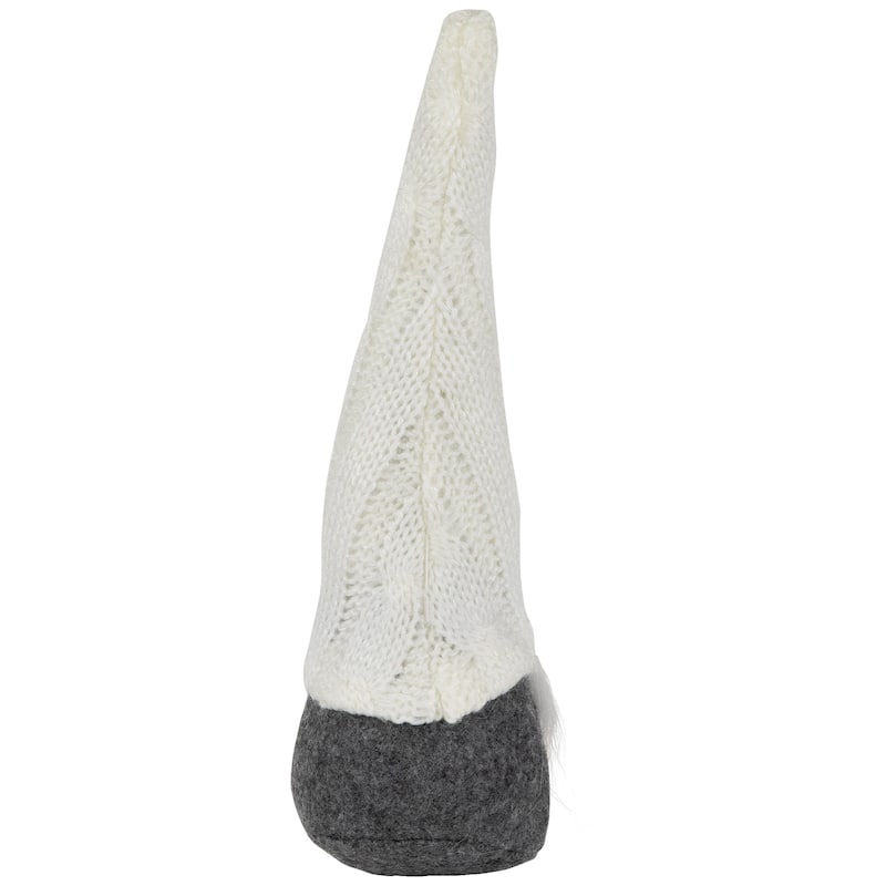 8" Gray and White Gnome with Cable Knit Hat Christmas Decoration