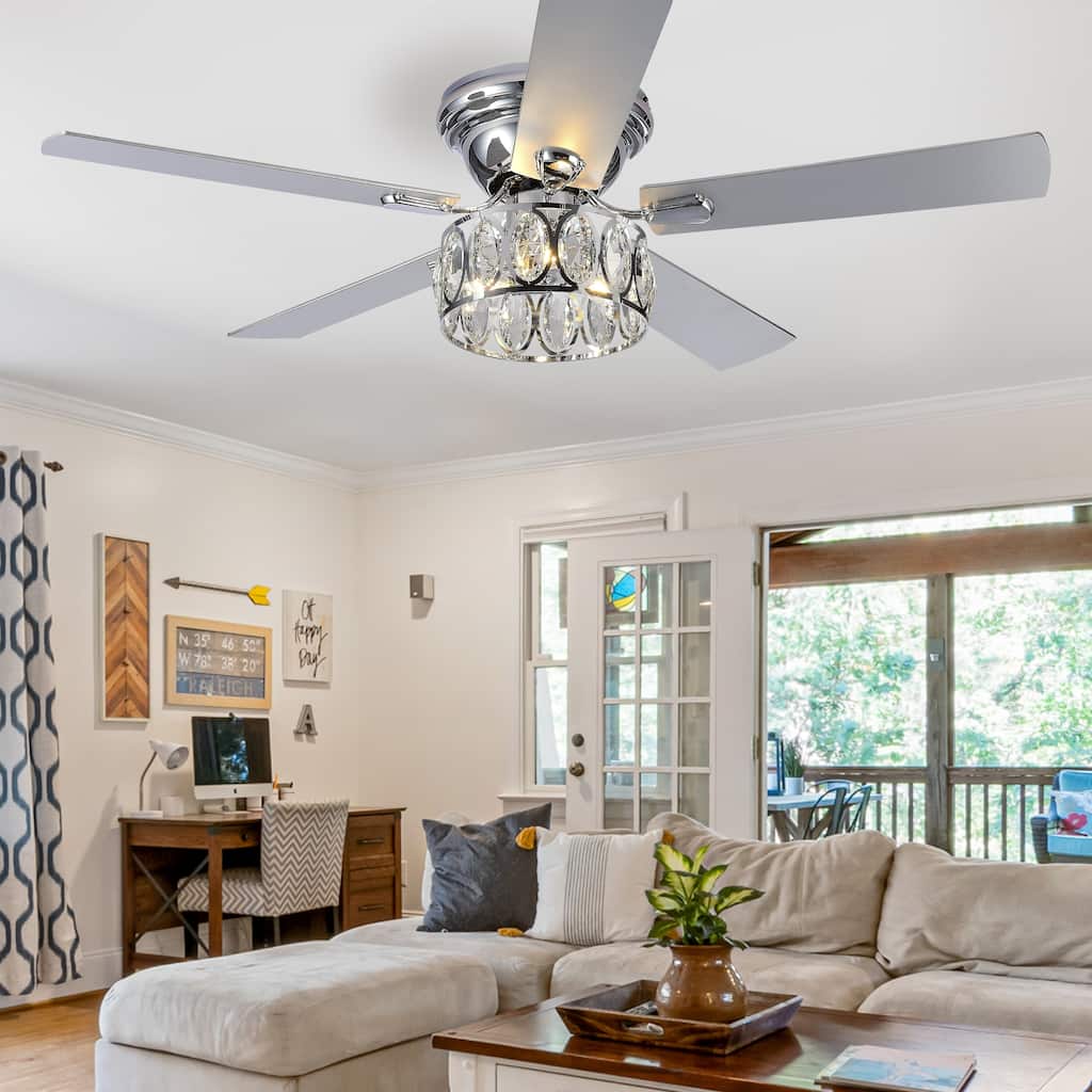 52 Inch Chrome Morden Ceiling Fan with Light and Remote