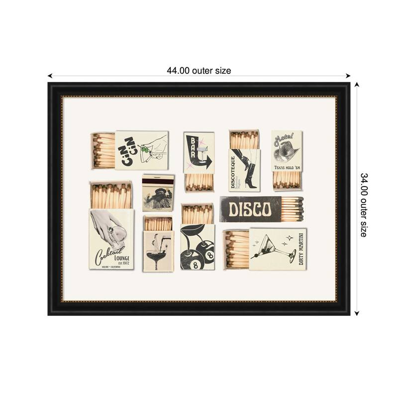 Kate and Laurel Vintage Matchboxes Neutral Black and Beige by Honey Island Studio Framed Wall Art Print