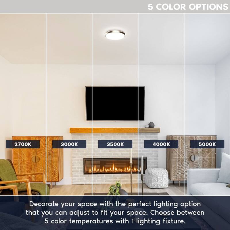 Luxrite Motion Sensor LED Flush Mount Ceiling Light, 11 Inch, 5CCT 2700K-5000K, 16W, 1200LM, ETL