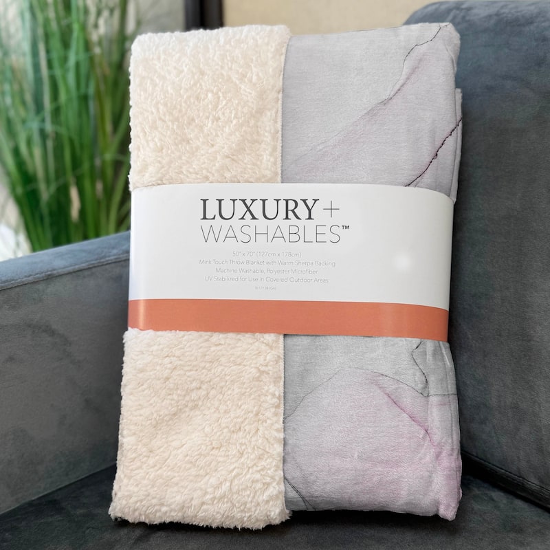 Premium Machine Washable Modern Abstract Sherpa Throw Blanket