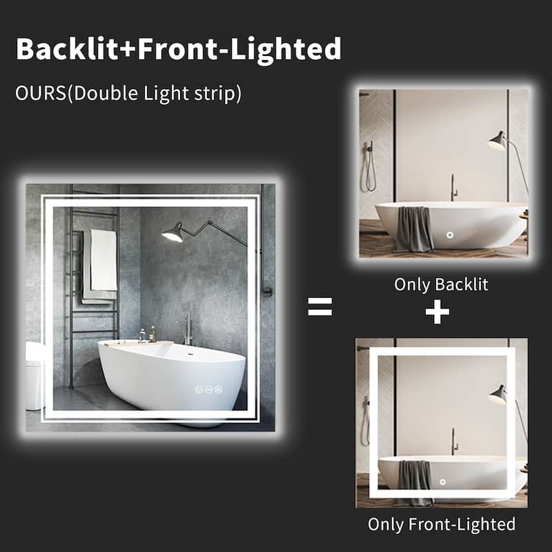 LUVODI LED Bathroom Mirror with Lights Anti-Fog Dimmable Illuminated - 32" x 32"