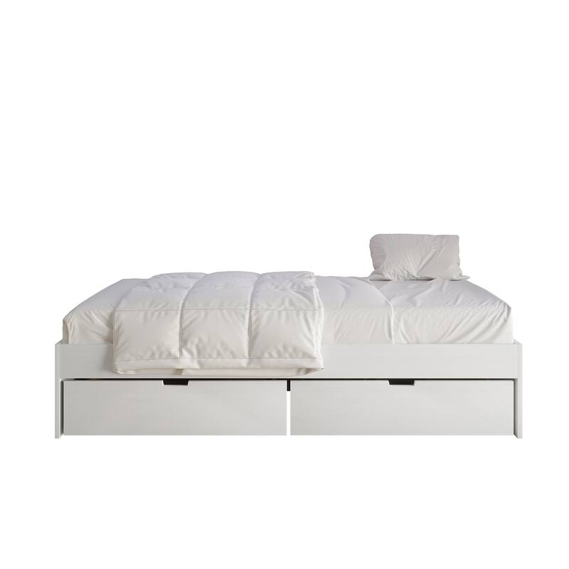CraftPorch Wooden Twin Mates Bed with Storage - White