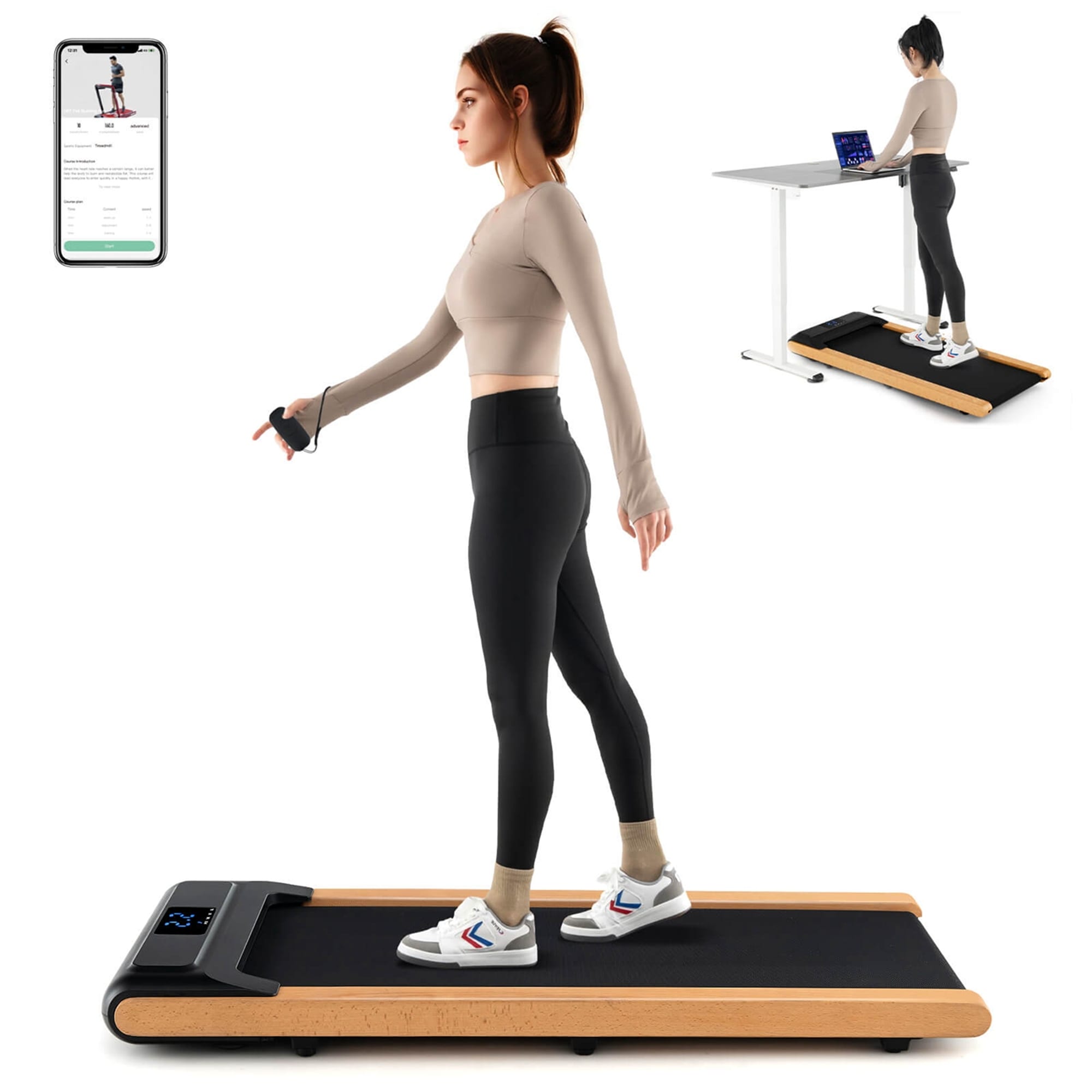 Costway 3-in-1 Walking Pad Under Desk Treadmill with Remote Smart APP - See Details