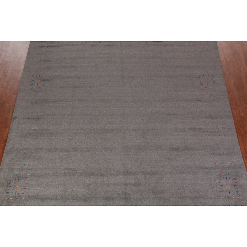 Modern Tribal Gabbeh Indian Rug Hand-Knotted Wool Carpet - 9'3" x 12'6"