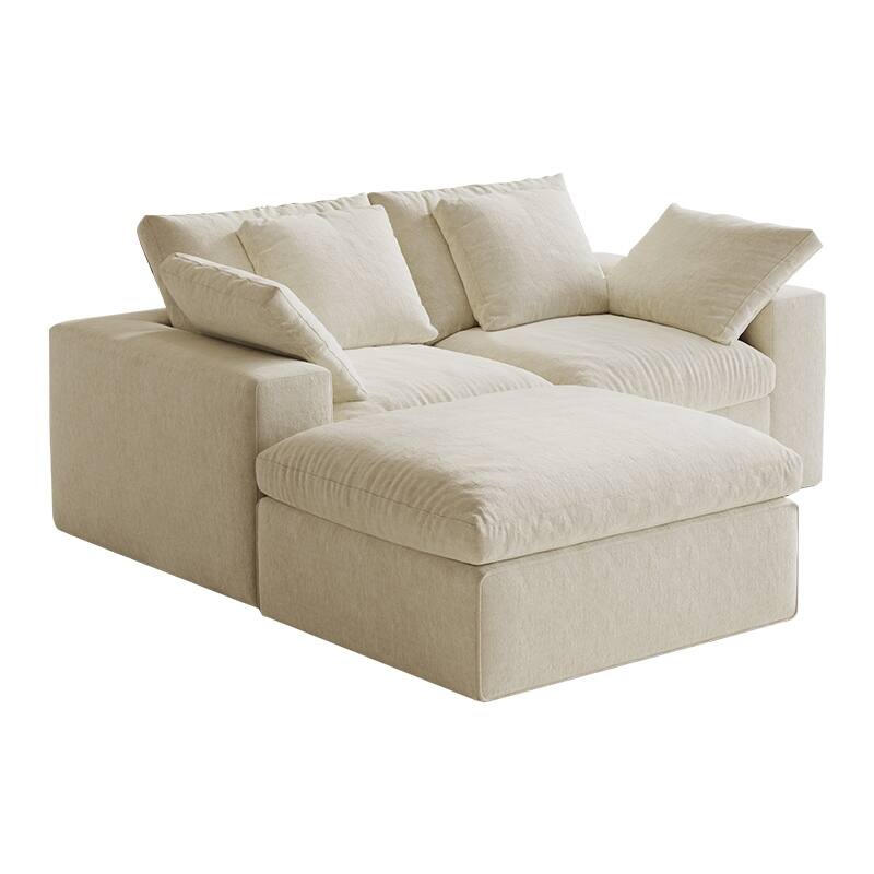 Deep Seat Loveseat Sofa & Ottoman Set, Modular L-shaped Sectional Sofa