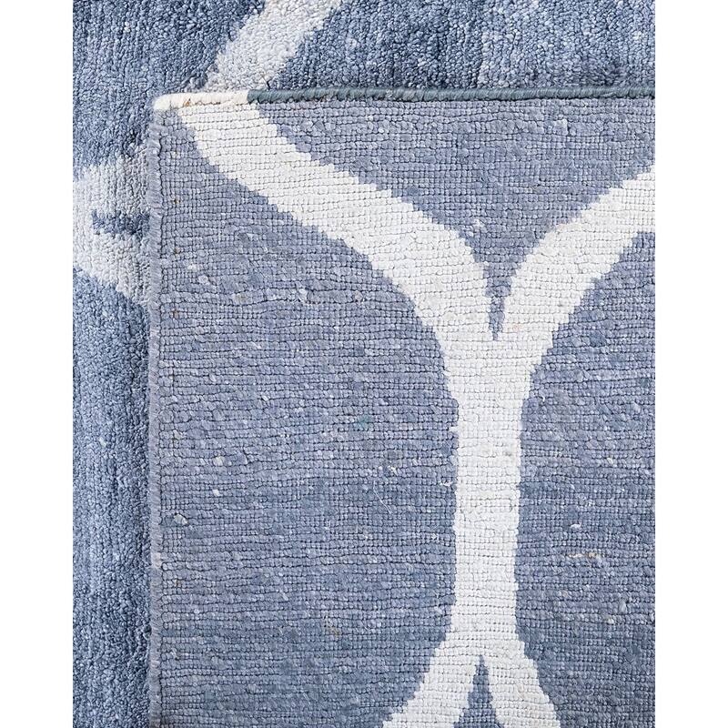 Modern One-of-a-Kind Hand-Knotted Area Rug, Blue - 8' 2" x 10' 1"