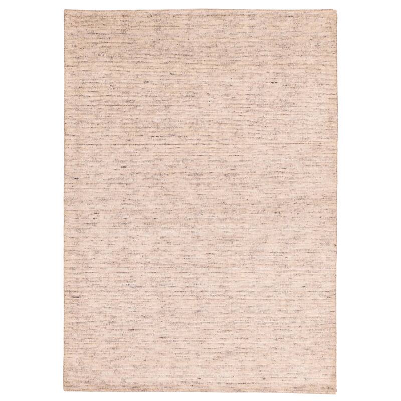 ECARPETGALLERY Hand Loomed Loreto Light Grey Viscose, Wool Rug - 5'5 x 7'9