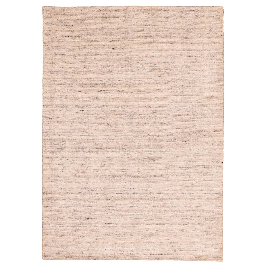 ECARPETGALLERY Hand Loomed Loreto Light Grey Viscose, Wool Rug - 5'5 x 7'9