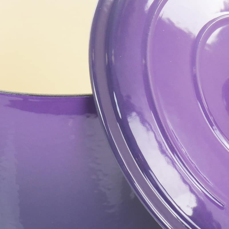Craftsman 2 Piece 5 Quart Cast Iron Enameled Dutch Oven with Lid in Purple