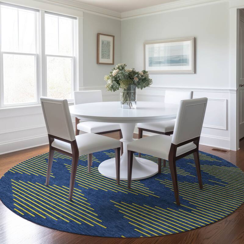 Machine Washable Indoor/ Outdoor Contemporary Geo Chantille Rug