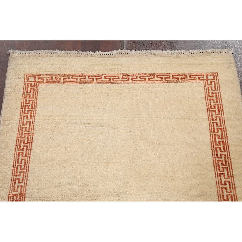 Geometric Bordered Wool Gabbeh Kashkoli Oriental Area Rug Hand-knotted - 3'2" x 5'4"