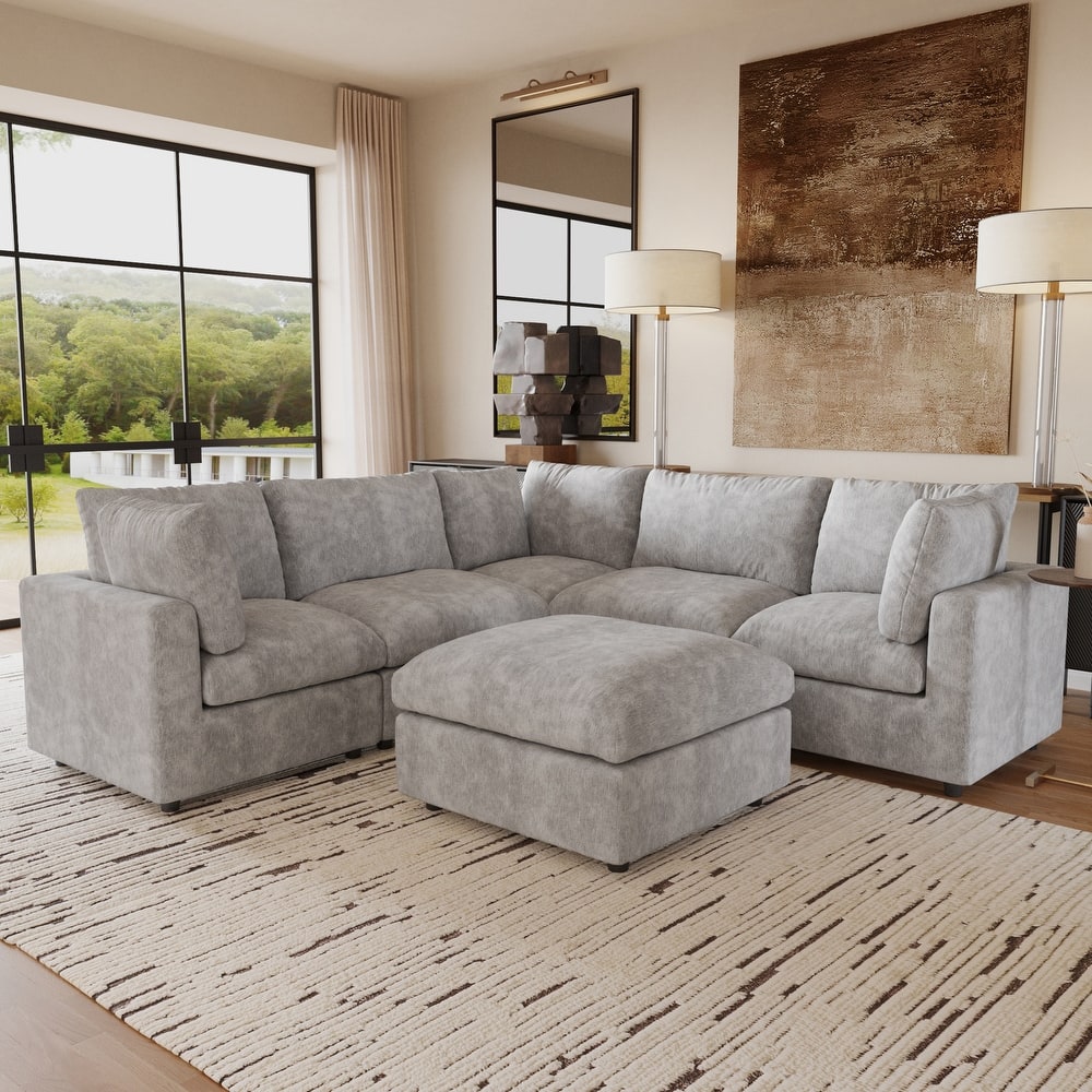 Cloud Couch Modular Sectional Sofa,100.5" V Shaped Couch,5 Seater for Living Room Set,Covers Washable&Replaceable