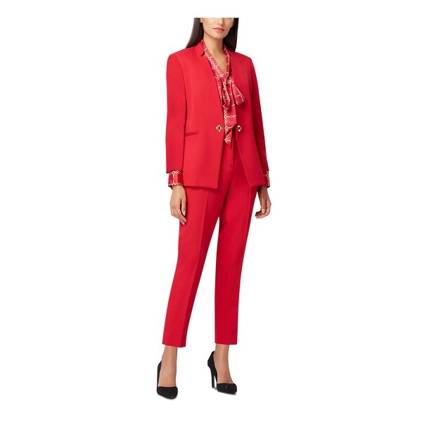 tahari red suit