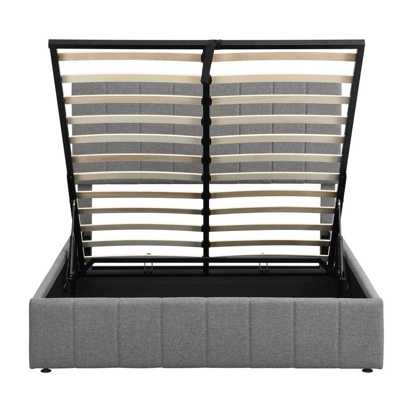 Linen Upholstered Platform Bed with a Hydraulic Storage System