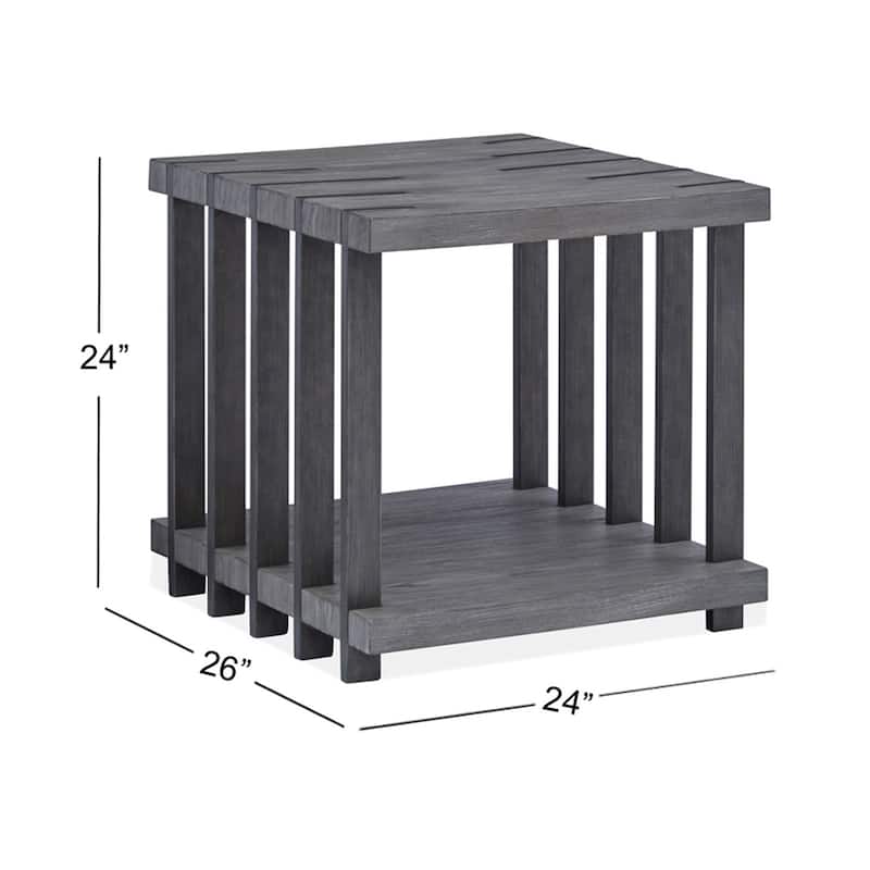 Magnussen Home Eldridge Weathered Gravel and Satin Bronze Rectangular End Table - 24''W x 26''D x 24''H