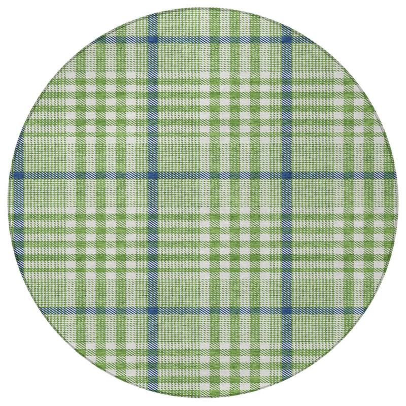 HomeRoots Plaid Transitional Rectangle Outdoor Rug
