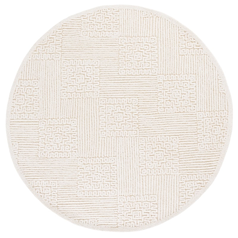 SAFAVIEH Handmade Textural Umbelina Wool Rug - 6' Round - Ivory