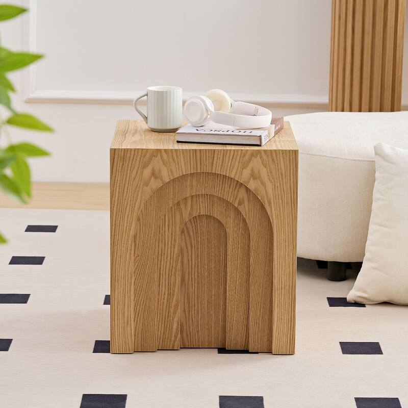 15.74'' Square Coffee Table Accent Table Bedside Table, Natural End Table Nightstand Sofa Table Side Table