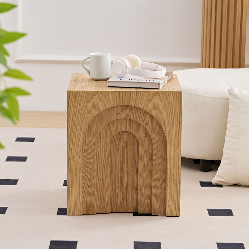 15.74'' Square Side Table Small Coffee Table Accent Table Bedside Table for Living Room Bedroom - Natural
