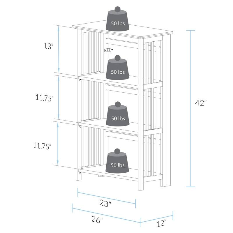 Soho Manhattan 4-Shelf Folding Bookcase 26" Wide - Natural