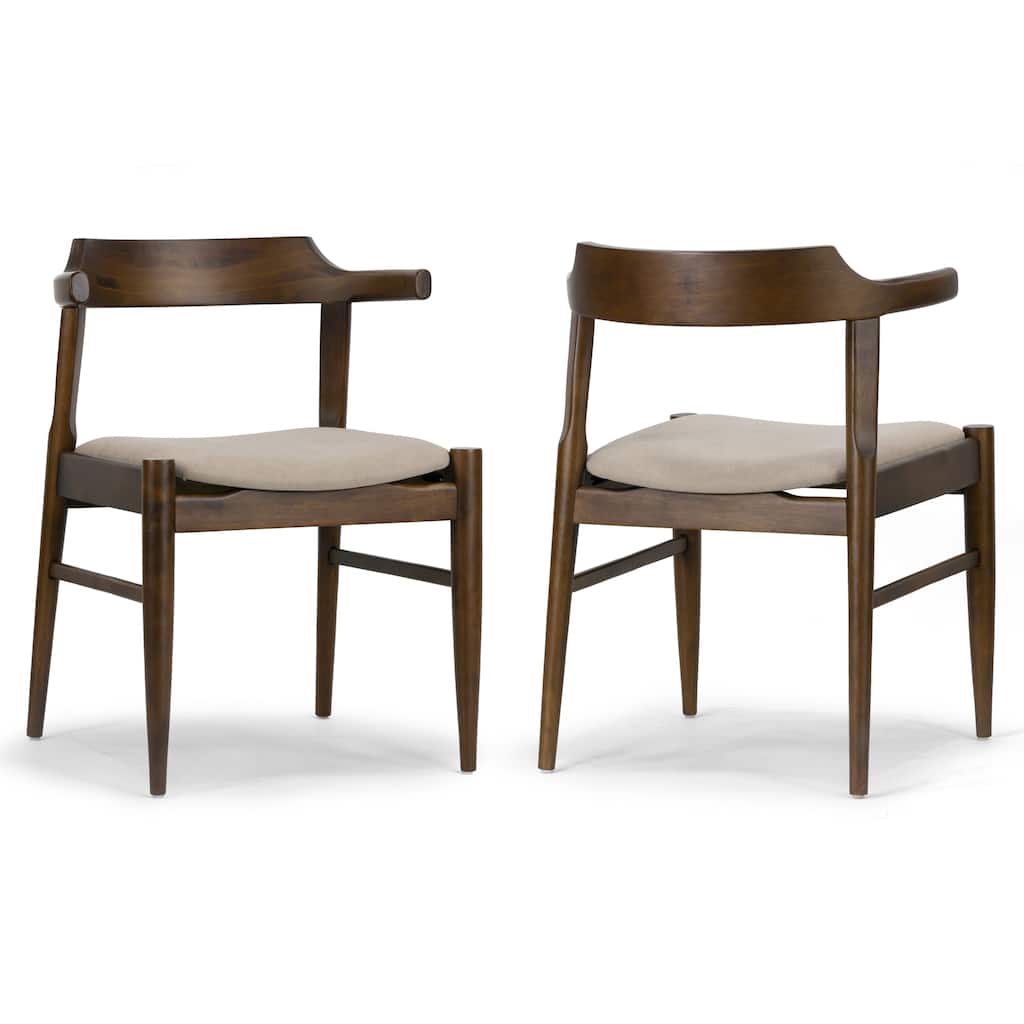 Set of 2 Atlas Retro Modern Dark Brown Wood Chair with Curved Back