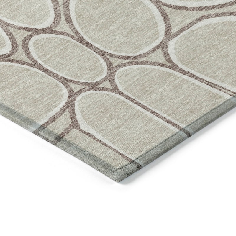 Machine Washable Indoor/ Outdoor Modern Bubbles Chantille Rug