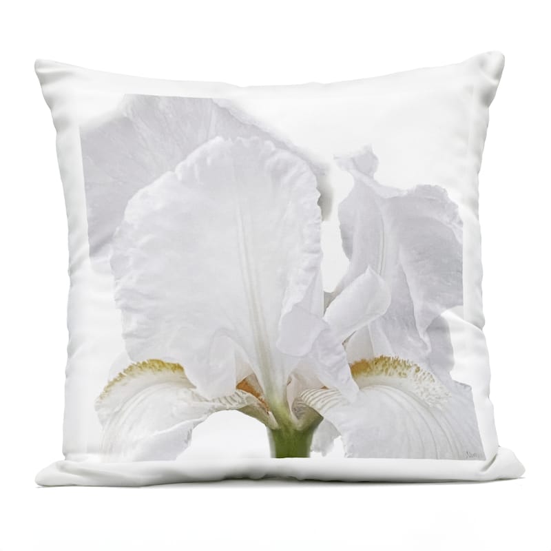 Stupell White Iris Close Up Printed Outdoor Throw Pillow Design by Nan - Accent - Polyester - Green - Single