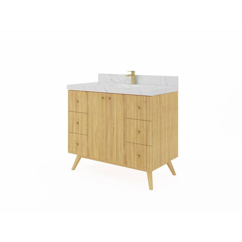 Willow Collections 42 in. W x 22 in. D Pasadena Solid TeakSingle Sink Bathroom Vanity with Countertop