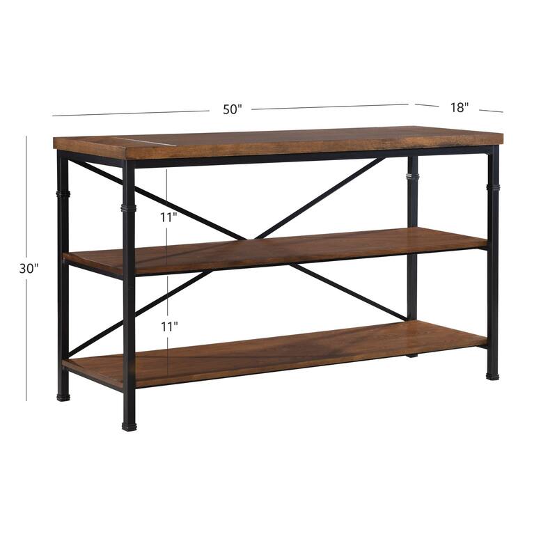Powder Coated TV Stand With Shelves - 50" - Black