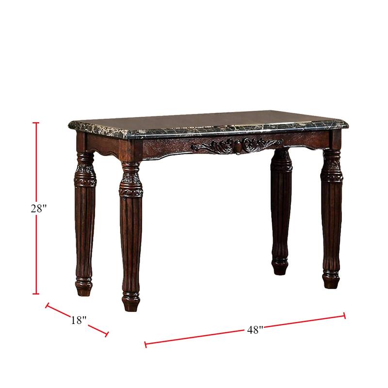 Faux Marble Sofa Table in Espresso and Black