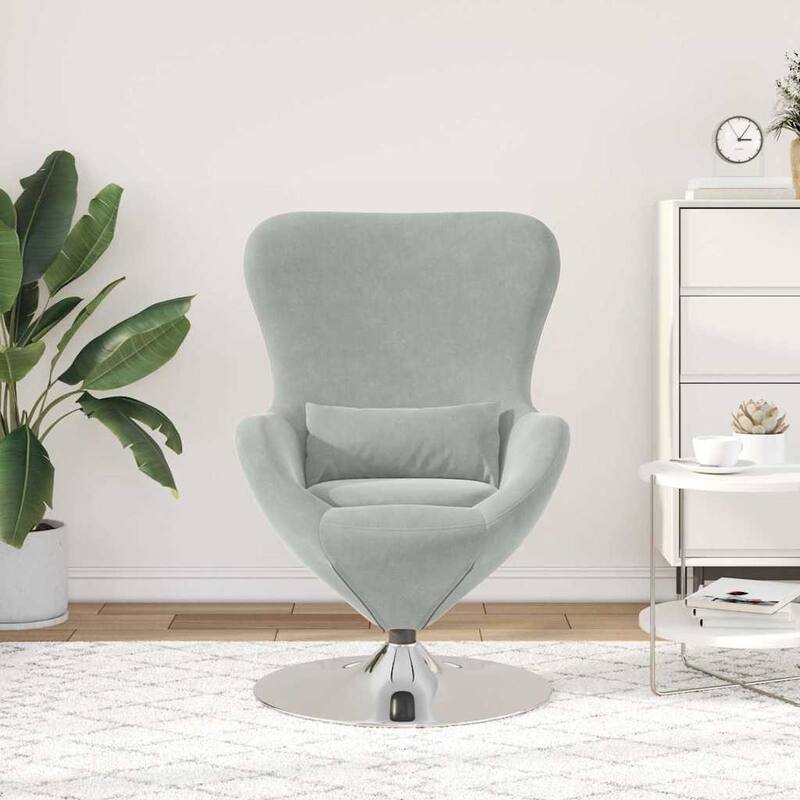 vidaXL Egg Chair Black/ Dark/Light Grey Velvet - 24.8 x 28.7 x 35.4