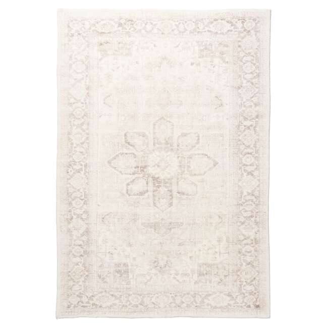 Patina Cream and Beige Distressed Washable Rug