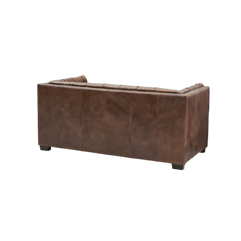 Tuxedo Leather Love Seat - Bark Brown