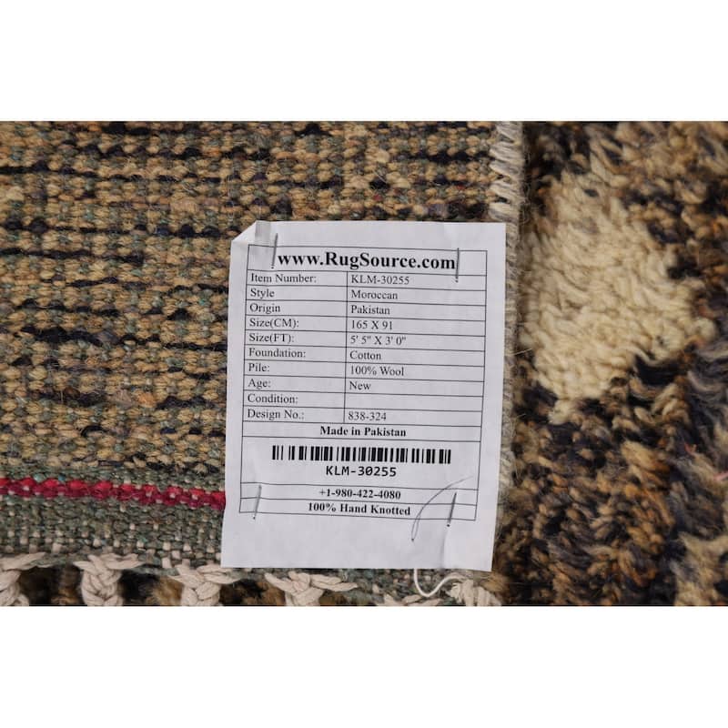 Trellis Plush Moroccan Accent Rug Handmade Wool Carpet - 3'0" x 5'5"
